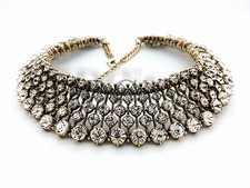 Vintage Beaded Crystal Chunky Statement Necklace USA SELLER