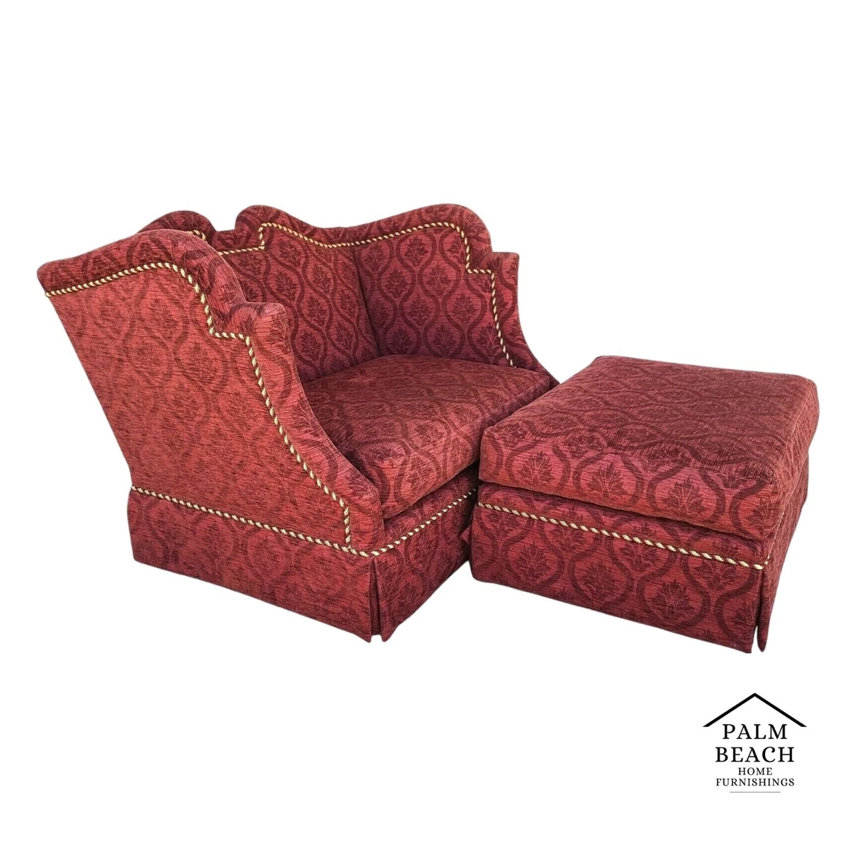 Red oversized chair and ottoman sales