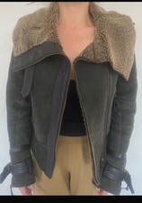 Topshop Vintage Genuine Real Shearling Sheepskin Aviator Pilot Flying 6 8 10