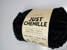 Premier Just Yarn Chenille-Black-65 Yards-100 Polyester-NEW