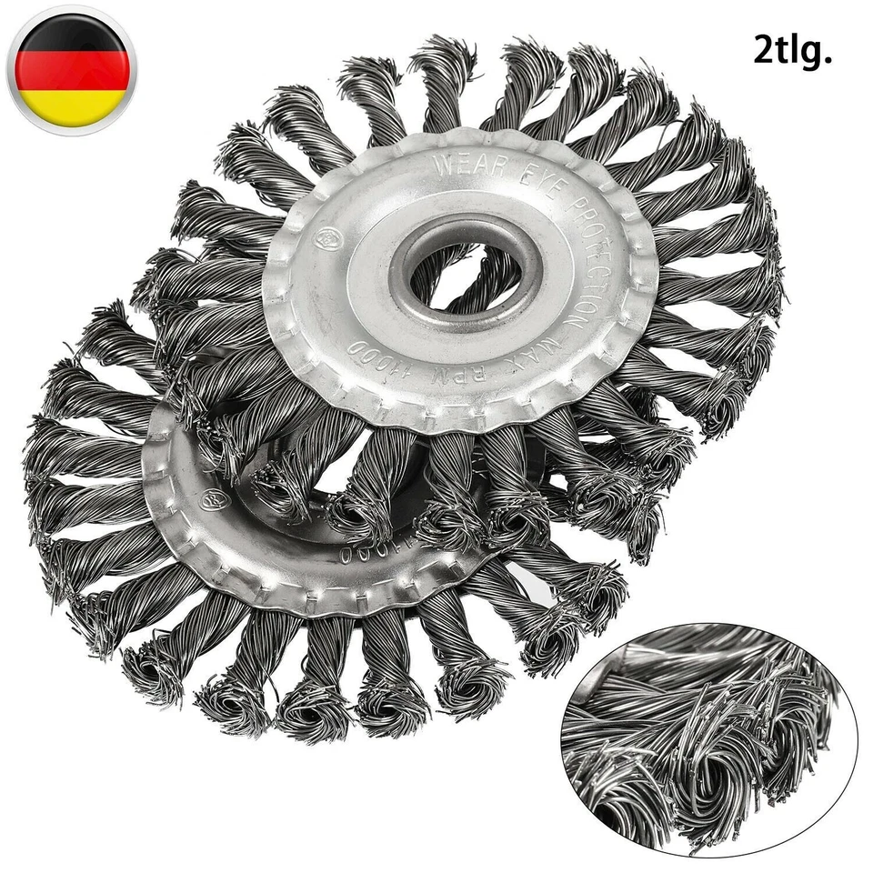 4x Drahtbürste Für Flex Winkelschleifer 125 x 22 mm 5" Gezopft Scheibenbürste DE - Bild 2 von 4