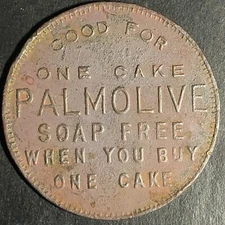 Palmolive Peet Co Brass G/F One Cake Trade Token 35mm c1926-30's
