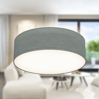 B.K.Licht Deckenlampe Stoffschirm E27 Max.40W Wohnzimmer Schlafzimmer Grau