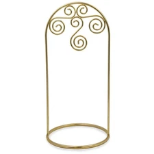 Arched Swirls Gold Tone Metal Ornament Stand Holder Display 7.75 Inches