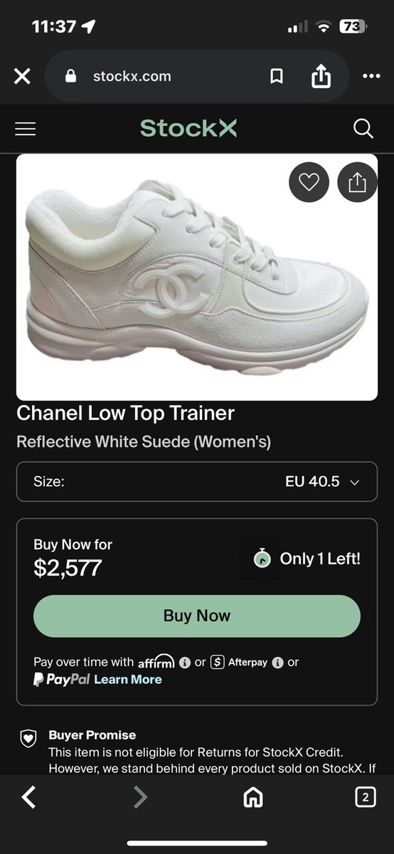 Chanel Low Top Trainer Reflective White Suede (Women's) Size 40 US