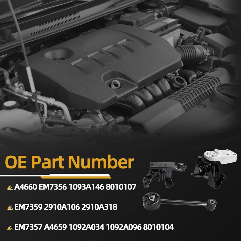 3pcs Engine Motor Mount and Transmission Mounts Kit fit for Mitsubishi Mirage... - image 3 of 4