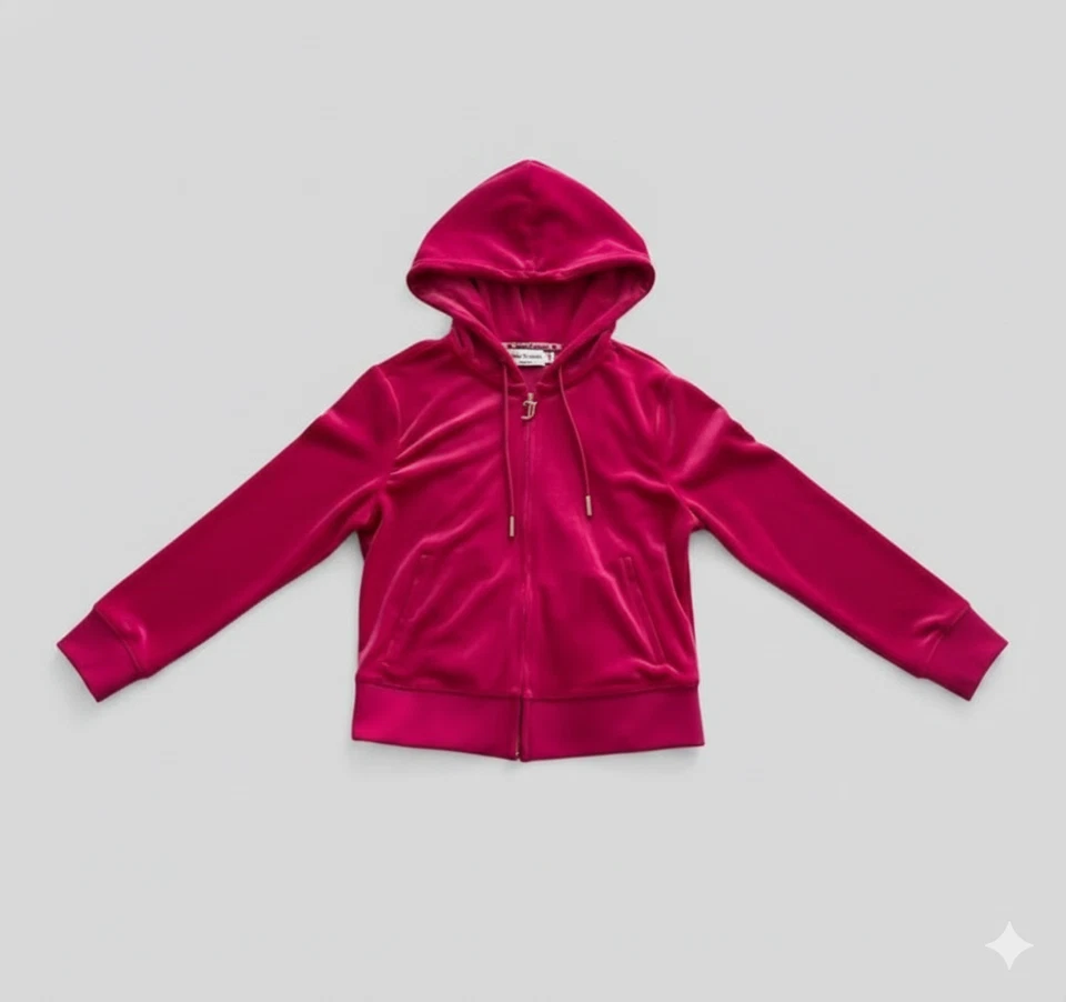 Authentic Juicy Couture Pink Velour Tracksuit Set Y2K McBling Logo Back S - Bild 3 von 4
