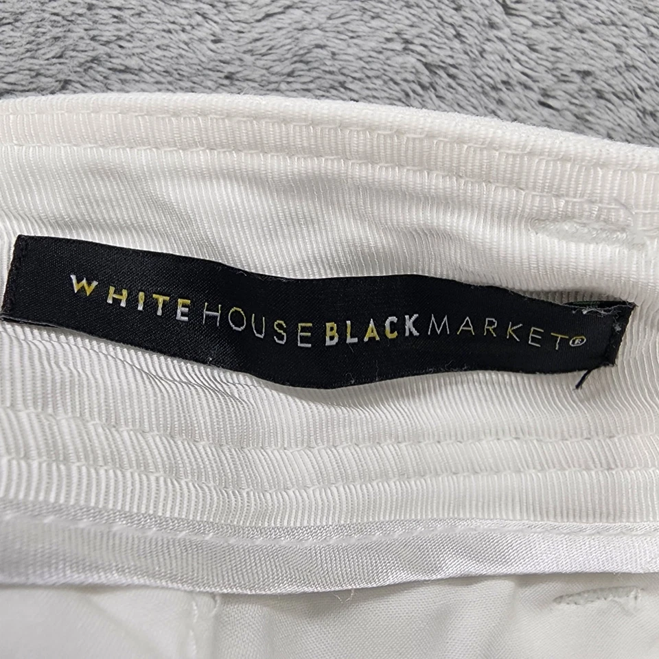 Брюки женские White House Black Market 6 белые широкие укороченные эластичные льняные - Изображение 4 из 4