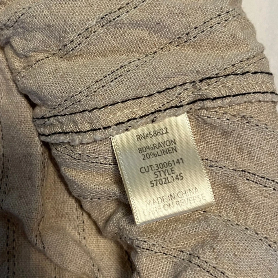 Maxi Falda MAX STUDIO LONDON Rayas Cordón Cintura Mezcla Lino Beige XS Foto 4 de 4