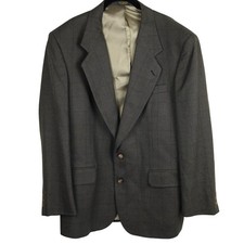 Oscar de la Renta Mens Sport Coat Blazer Brown Plaid Two Button Wool Blazer