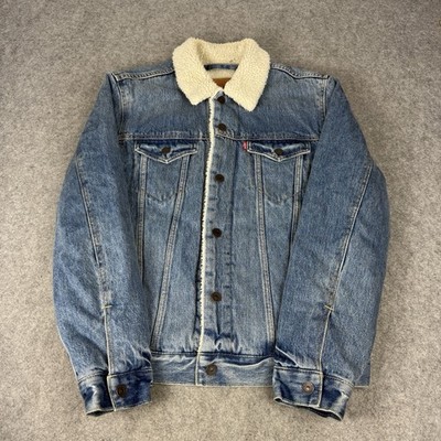 Levi's Jacke Herren klein blau Denim Trucker Sherpa gefüttert Arbeit Western Cowboy
