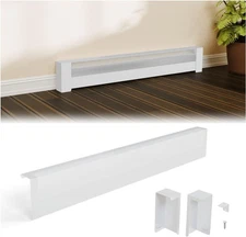4ft Galvanized Steel Easy Slip-On Baseboard Heater Cover with Left and Right End