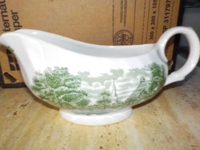 Memory Lane British Anchor Ironstone Englisches Porzellan Sauciere Weiß / Grün