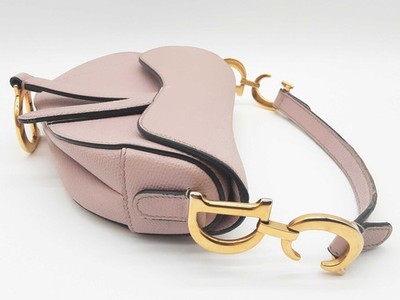 Christian Dior Saddle Blush Pink Grained Leather Handbag