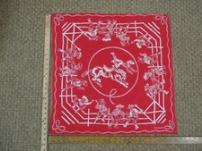 Vtg 1950s Swagger Cowboys Red Bandana Handkerchief Western Rodeo 25  x 25   G 