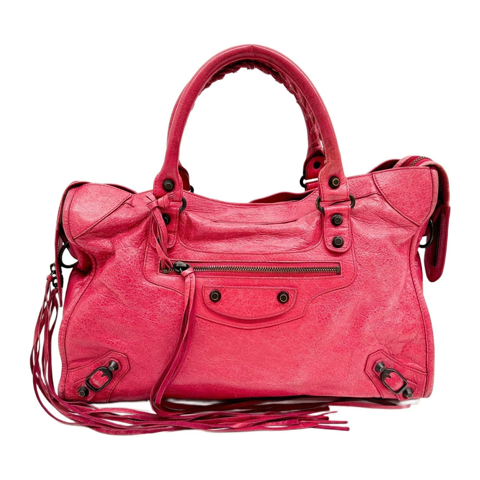 Balenciaga — BALENCIAGA The City Pink Leather Two Way Bag