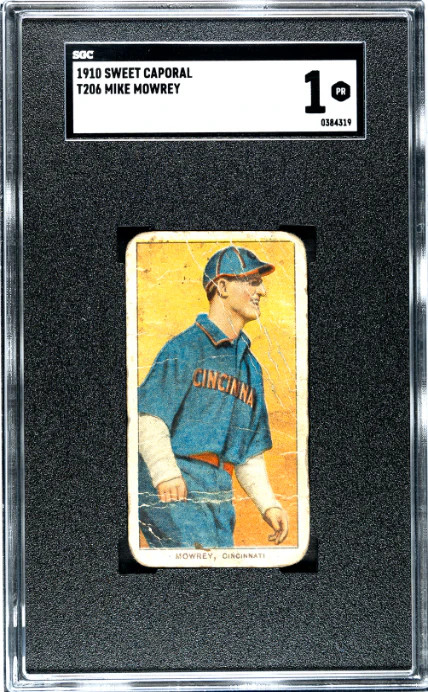 1909 T206 MIKE MOWREY NNO POOR SWEET CAPORAL 350 SGC 1 BASEBALL CINCINNATI REDS