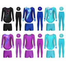 Girls Jumpsuit Competitions Leotard Gymnastics Ballet Training Bodysuit Yoga