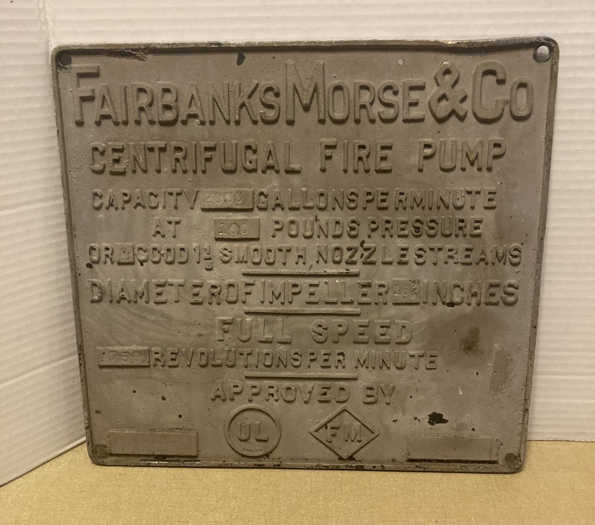 Vintage Fairbanks Morse & Co. Centrifugal Fire Pump Aluminum