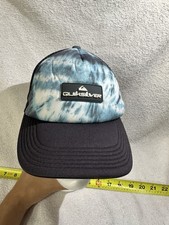 Quiksilver Blue Black Wave Surf Hat Cap / Adjustable Snapback Trucker Mesh Back