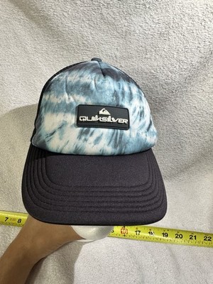 Quiksilver Blue Black Wave Surf Hat Cap / Adjustable Snapback Trucker Mesh Back