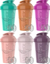 -6 PACK- 20 OZ Protein Shaker Bottles for Protein Mixes, Shaker Cups for Prot...