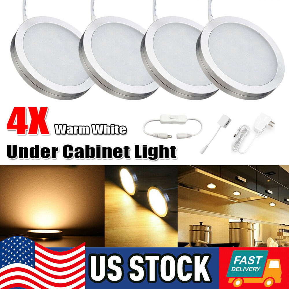 4Pcs Warm White Under Lighting LED Light Kit Closet Kitchen