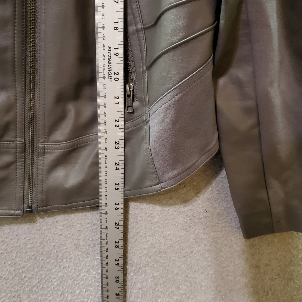 Torrid Women Jacket 2 Gray Biker Faux Leather Pockets Full Zip Long Sleeve - Image 3 of 4