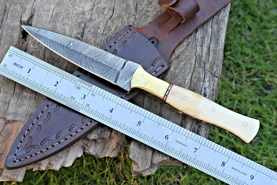 定制手工锻造大马士革钢刀片靴刀 DAGGER HUNTING 864 — 第 3/4 张图片