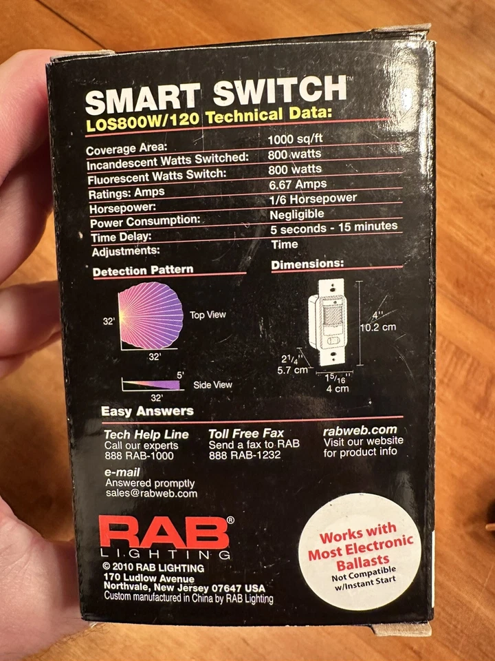 Smart Switch Occupancy Sensor LOS800W/120 White Wall mt. Rab - Image 2 of 2