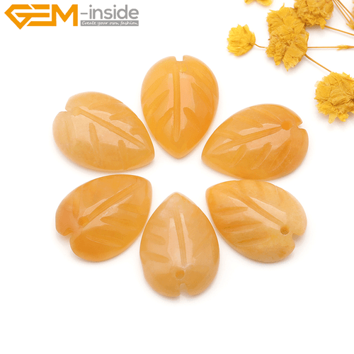 Assorted Natural Leaf Double Carved Gemstone Beads For Jewelry Making 15" 8x11mm - Picture 16 of 52