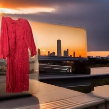 Vintage Casi Red Silk Midi Slip Dress – Size 6, Elegant & Timeless