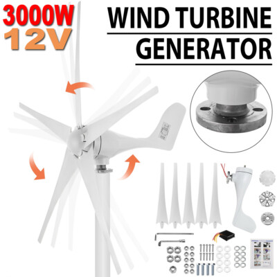 Windkraftanlagen Generator 3000W DC 12V W/ MPPT Laderegler Low Wind Speed Start