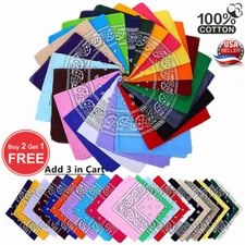 Paisley Print Bandana Face Mask Head Wrap Scarf 100% Cotton Headband Neck Cover