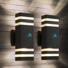 2PK Modern LED Up Down Dusk to Dawn Sensor Wall Light Dual Lamp Fixture Outdoor