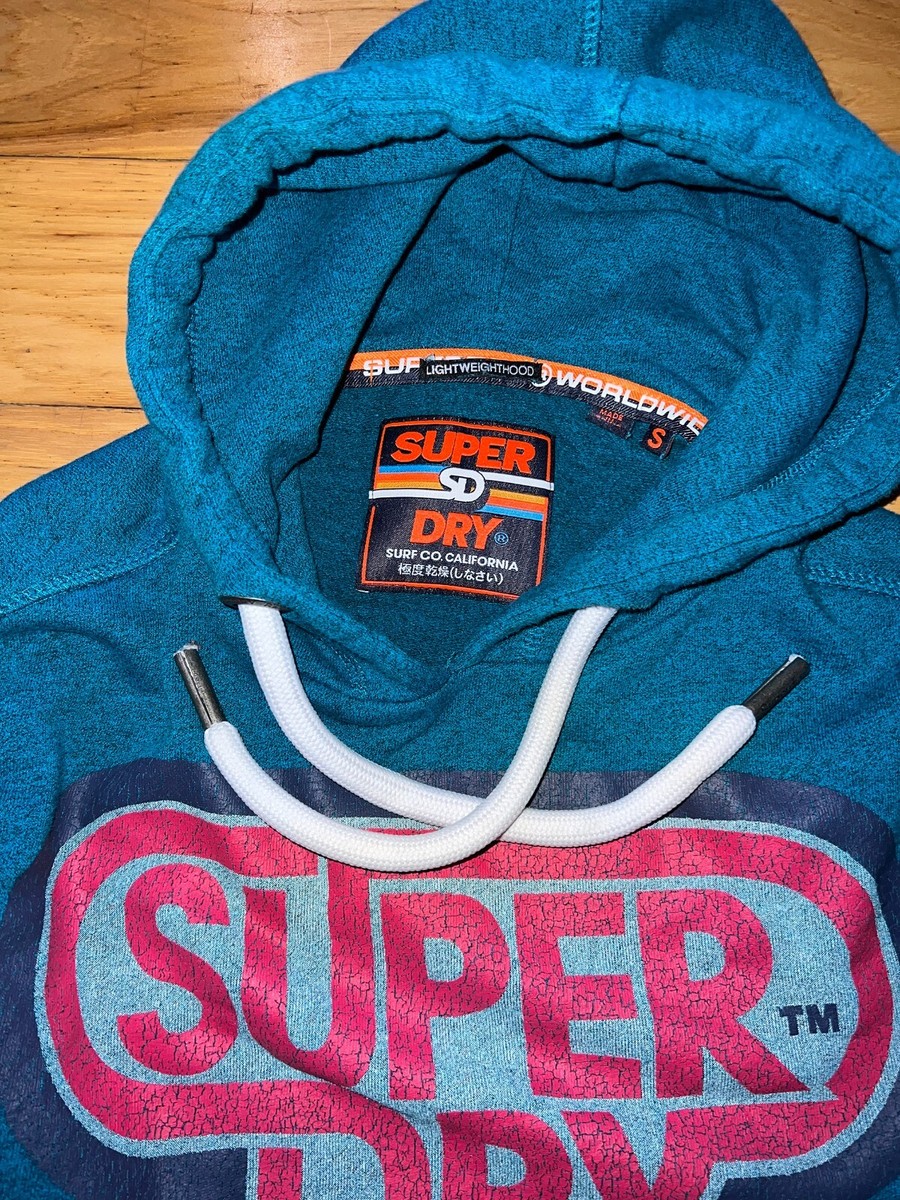 Super Dry Surf Co California Pacific Blue Retro Logo Hoodie