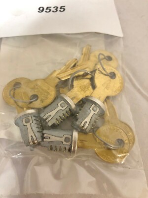 4 - CompX Timberline Lock Core and Keys Lock Plug Polish Nickel Lot 103E #9535