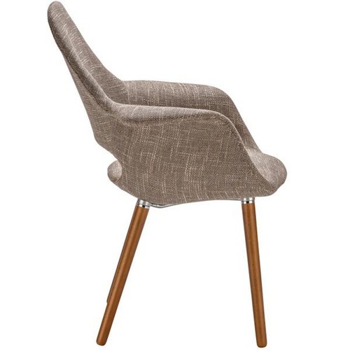 Mid-Century Modern Dining Flared Arm Accent Chair Twill Tweed Woven Fabric - Picture 11 of 41