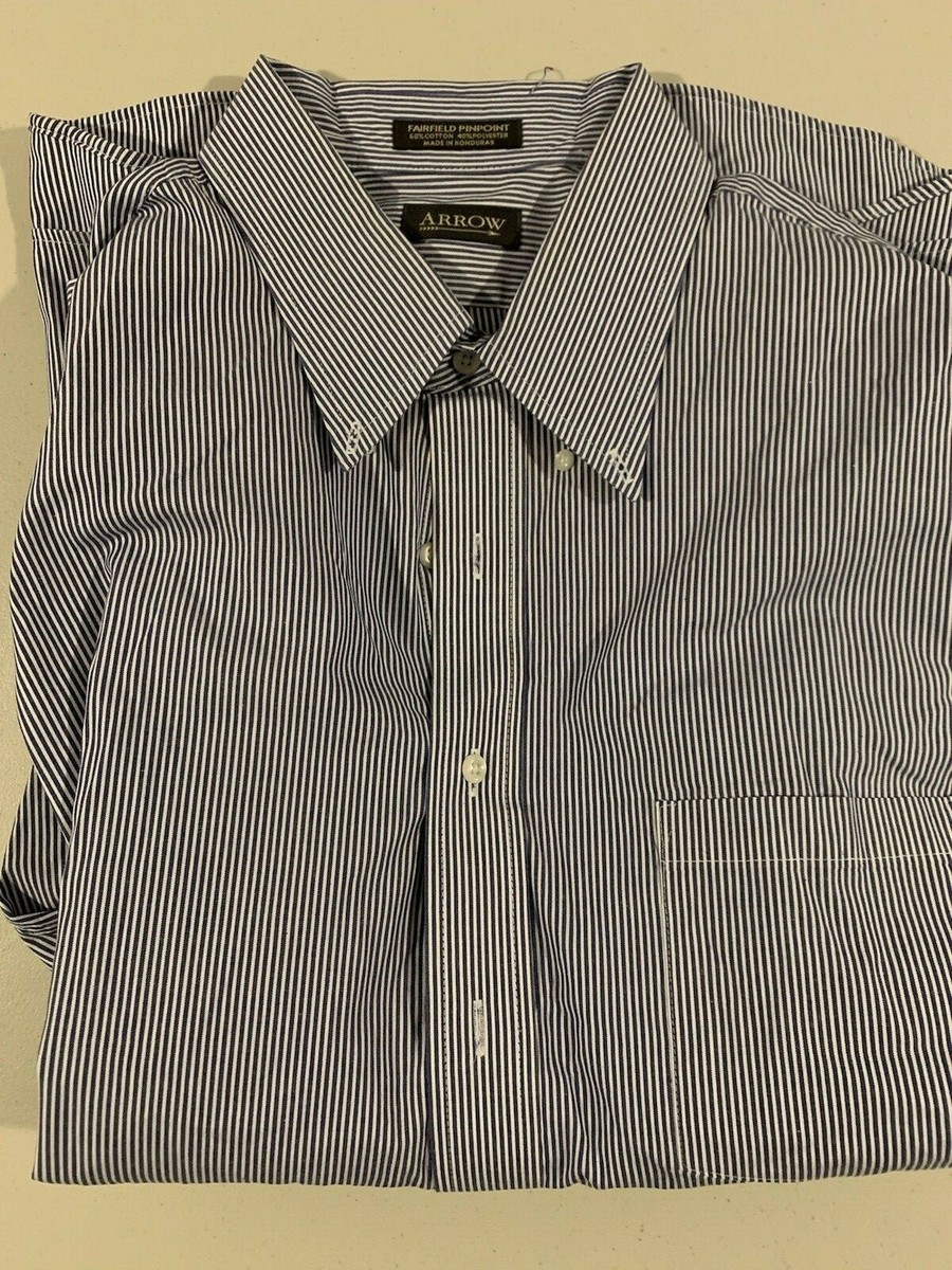 arrow fairfield pinpoint dress shirts Men's Arrow Fairfield Pinpoint long sleeve dress shirt size 18 34/35