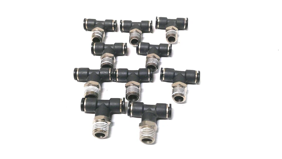 Push To Connect Union Branch Tee 1/4" x 1/4" MNPT Poly - Lot of 10     746I2 - Image 3 of 3