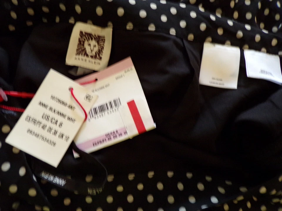 ANNE KLEIN NUEVO Para Mujer Negro/Blanco Punto Gasa Plisado Midi Línea A Falda Talla 6 Nuevo Con Etiquetas Foto 2 de 3