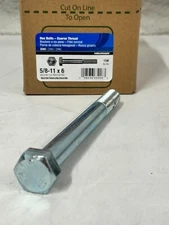 10 POUNDS (19-Pk) Hillman Standard Hex Bolts Zinc Plated SAE 5/8"-11 x 6" 661418