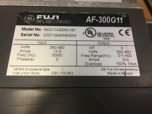 Fuji Electric/GE G11 | 6KG1143005X1B1 | 5HP AC Drive 460V 9.0A | Refurb and Test - Picture 9 of 9