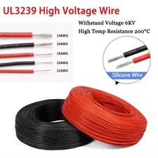 UL3239 High Voltage Silicone Wire 6KV Tinned Copper Flexible Cable 14AWG - 22AWG