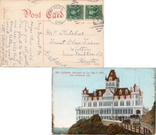 California Merced 1908 numeral duplex  1c Franklin 1902 Definitive (2) PPC to En