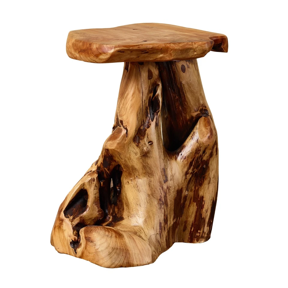 Greenage Live Edge Cedar Stool, 19.5"H Tree Stump Side Table, Rustic Plant Stand - Image 2 of 4