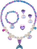 Osdue 7-Teilig Schmuckset MäDchen Einhorn Halskette Armband Ringe Ohrringe