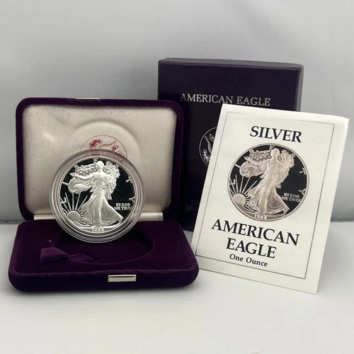 1988-S American Silver Eagle 1 oz Fine Bullion Proof Coin Set ~ Box and COA