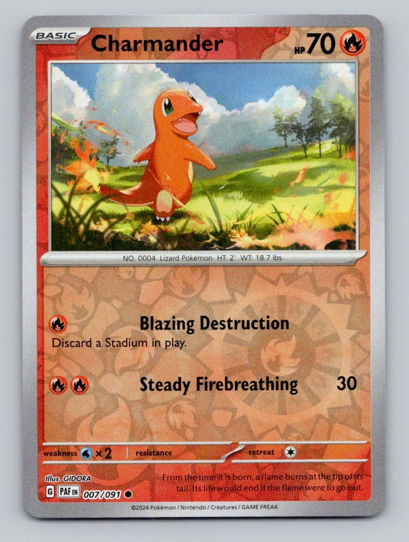 Charmander 007/091 Common Paldean Fates Pokemon Reverse Holo Near Mint