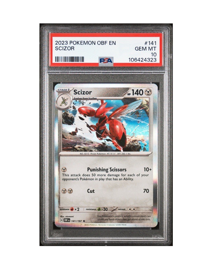 PSA 10 💎 Mint 2023 POKEMON OBF EN-OBSIDIAN FLAMES #141 SCIZOR | eBay